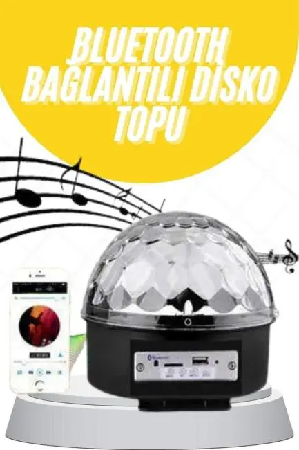 Disko Topu Renkli Işıklı Lazer Parti Bluetooth Bağlantılı Led Küre