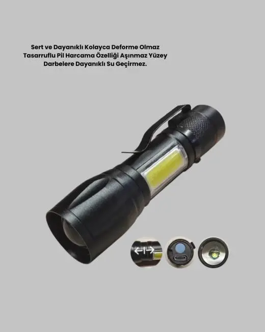 Profesyonel 4 Modlu Şarjlı El Feneri | 1300 mAh Batarya | Cree LED Teknolojisi