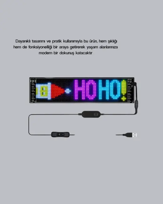 RGB LED Panel – Çok Renkli Kumandalı USB Bağlantılı Yazı ve GIF Gösterimli Akıllı Lamba