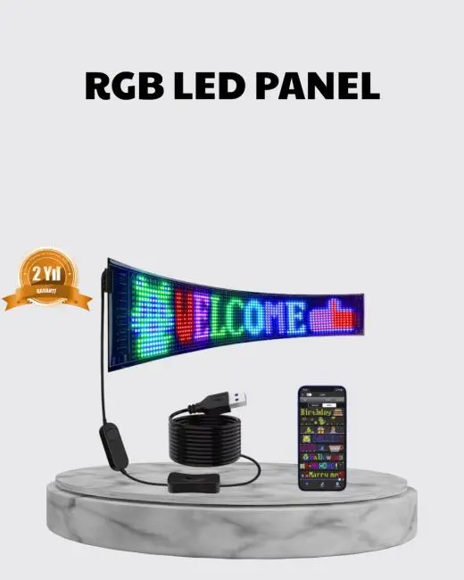 RGB LED Panel – Çok Renkli Kumandalı USB Bağlantılı Yazı ve GIF Gösterimli Akıllı Lamba