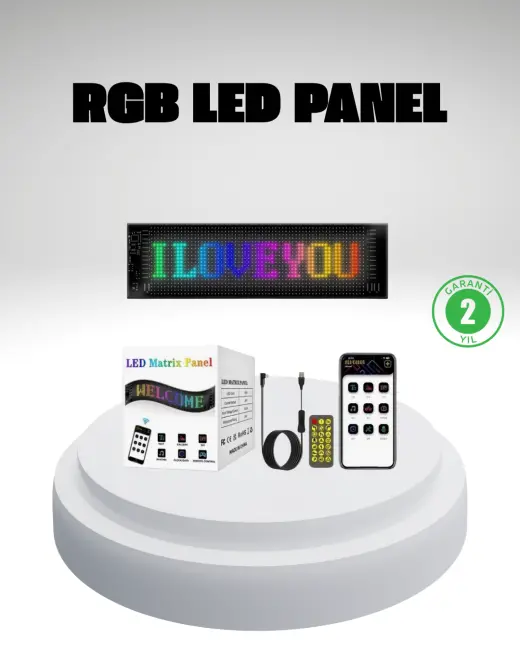 RGB LED Panel – Mobil Uyumlu Yazı ve GIF Destekli USB Bağlantılı Dekoratif Ekran