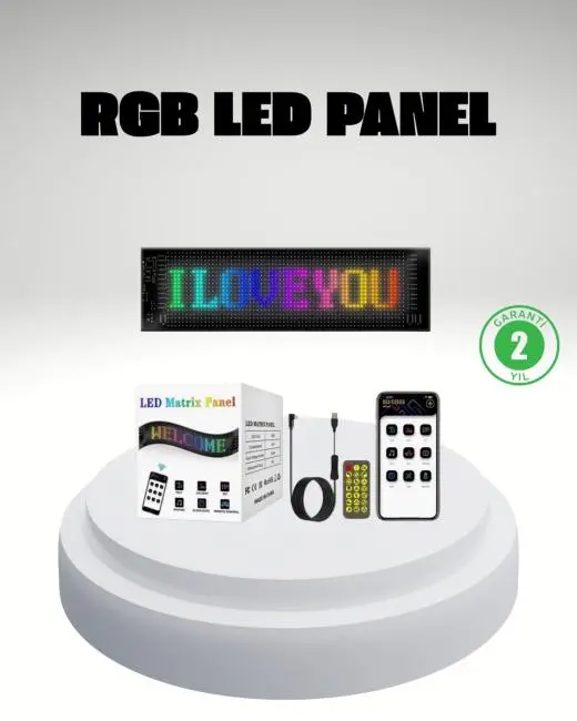 RGB LED Panel – Mobil Uyumlu Yazı ve GIF Destekli USB Bağlantılı Dekoratif Ekran