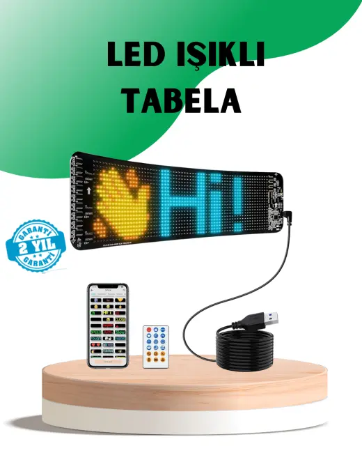 USB Destekli LED Mağaza Tabelası – Renkli RGB Kayan Yazı Paneli