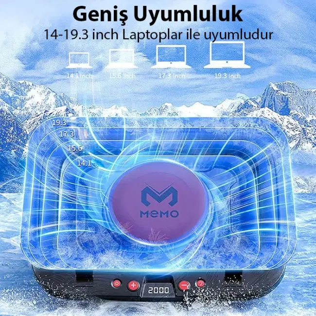 MEMO FL08 7 Seviyeli Yükseklik Ayarlanabilir Dizüstü Bilgisayar Soğutucu Yükseltici Braket Turbo Fan Soğutma Radyatörü-(5775)