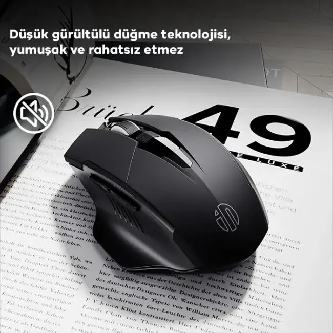 İNPHİC PM6 Kablosuz Fare Şarj Edilebilir Sessiz Kullanım 2.4G 500 mAh USB Mouse-(5775)