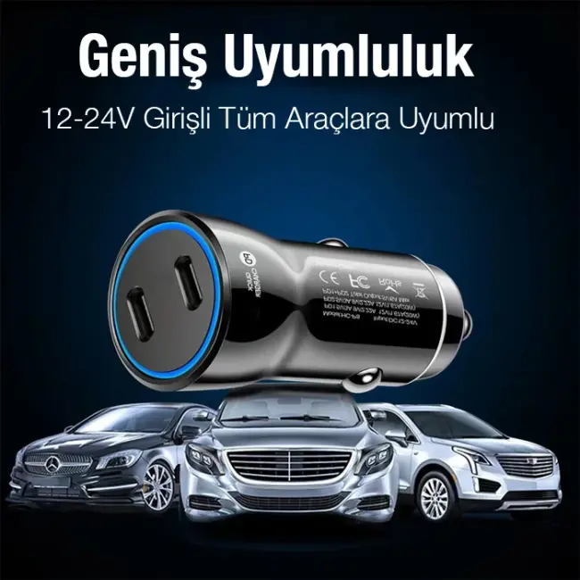ALLY 60W 2 Type-c Çıkışlı Araç İçi Çakmaklık Hızlı Şarj Başlığı-(5775)