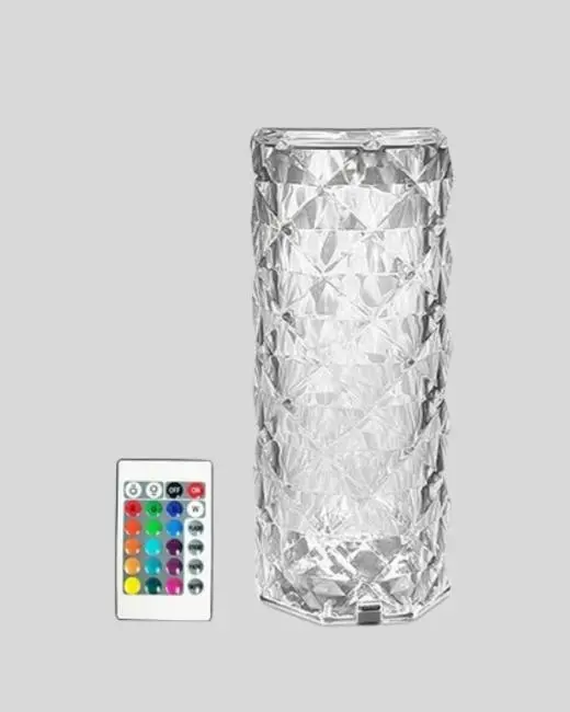 Kristal Tasarımlı RGB LED Gece Lambası – Kumandalı Renk Değiştiren Dekoratif Işık