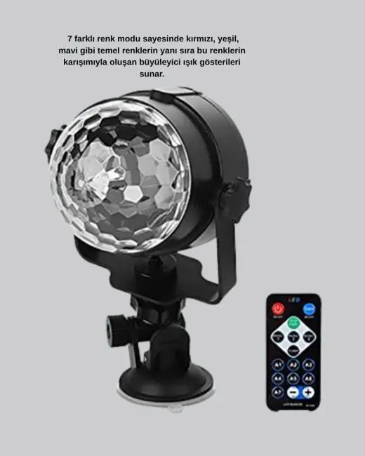 Ritme Duyarlı LED Disko Topu – Renkli Işık Gösterili Parti Lambası