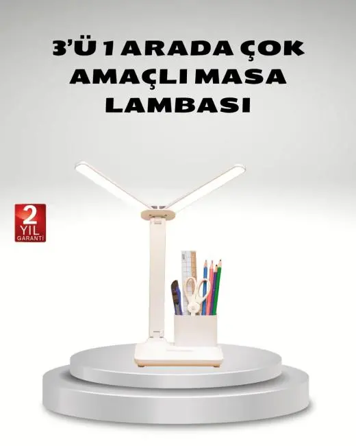 Kısılabilir LED Masa Lambası – Kalemlik ve Telefon Standlı Göz Yormayan Işık