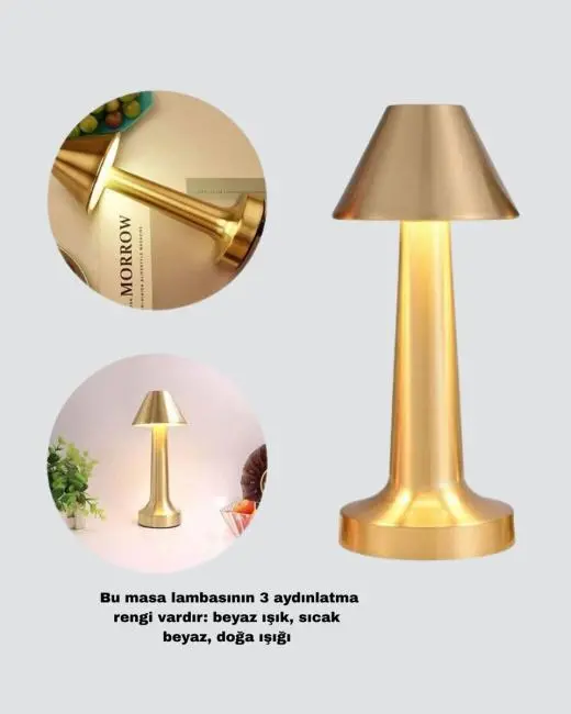 Kablosuz LED Masa Lambası 1800mAh 3 Renk Aydınlatma Dokunmatik