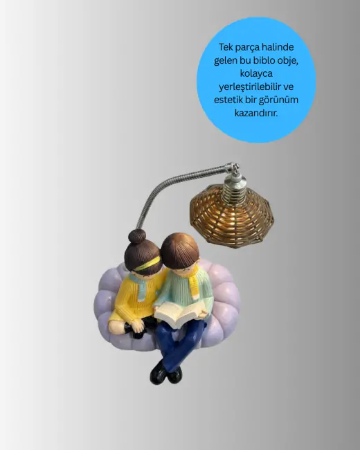 Okuyan Çift Figürlü Dekoratif Gece Lambası Hediye Seçeneği