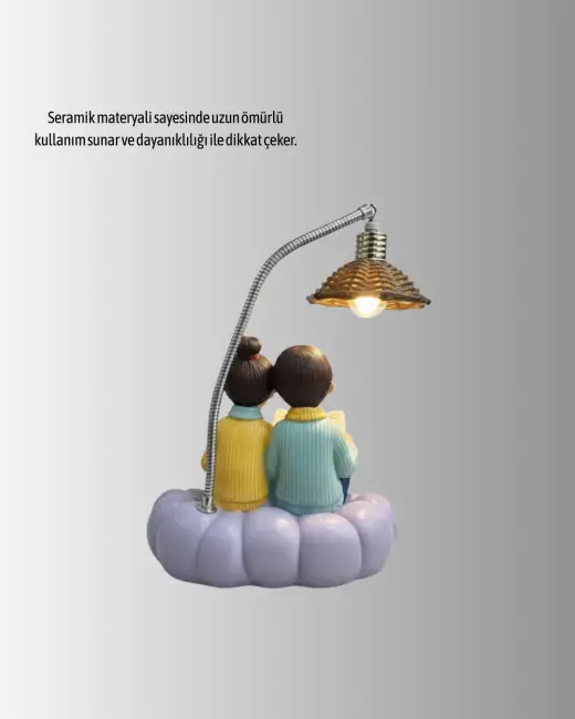 Okuyan Çift Figürlü Dekoratif Gece Lambası Hediye Seçeneği