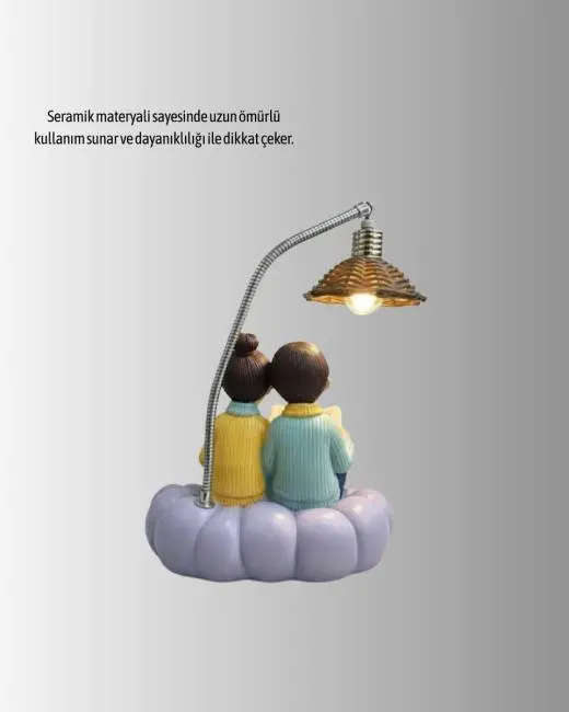 Romantik Çift Temalı Dekoratif Masa Lambası Yumuşak LED Işık