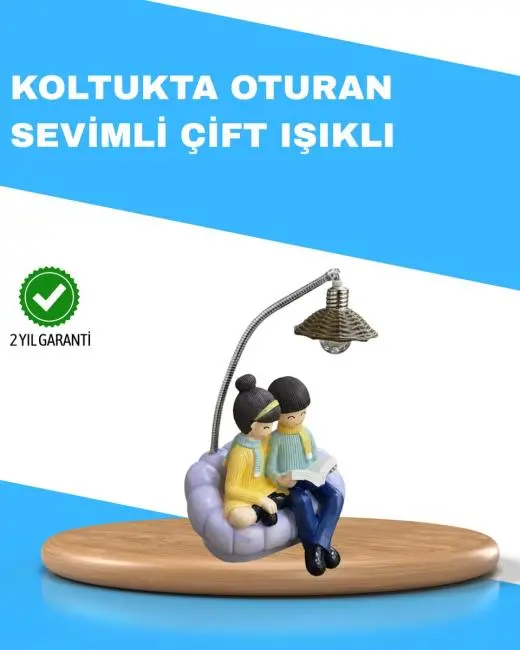 Romantik Çift Temalı Dekoratif Masa Lambası Yumuşak LED Işık