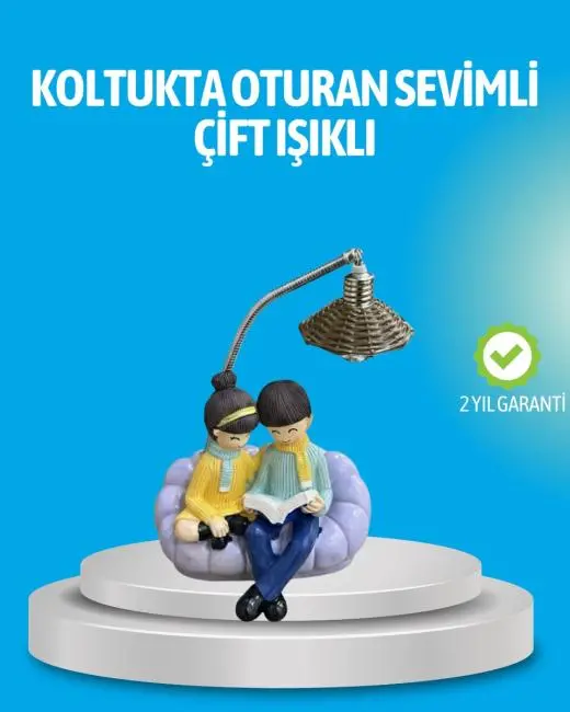 Romantik Çift Figürlü Okuyan Çift Masa Lambası Dekoratif LED Aydınlatma