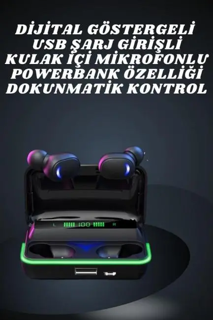 İkili Bluetooth Kulaklık Dijital Göstergeli Uzun Pil Ömrü Yüksek Ses Kaliteli
