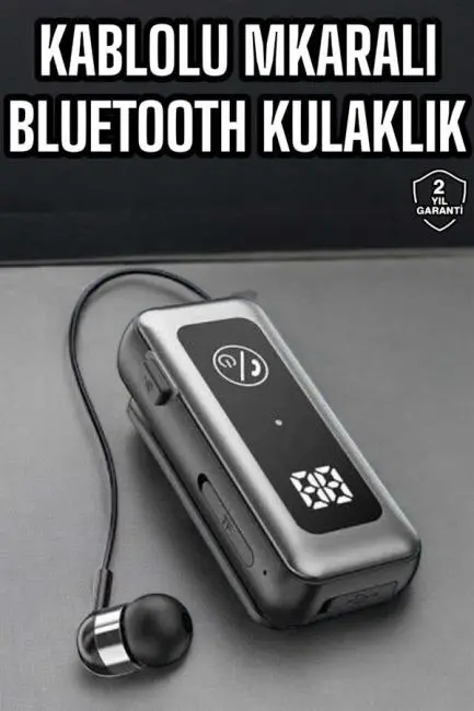 Kablolu Bluetooth Kulaklık Kulak İçi Stereo Mikrofonlu Dijital Göstergeli