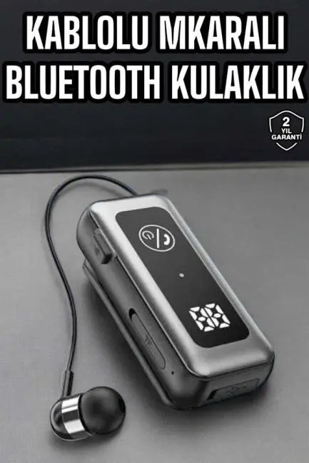 Kablolu Bluetooth Kulaklık Kulak İçi Stereo Mikrofonlu Dijital Göstergeli