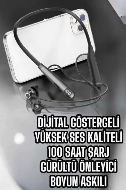 Boyun Bantlı Bluetooth Kulaklık Yüksek Ses Kaliteli 100 Saat Kulaklık