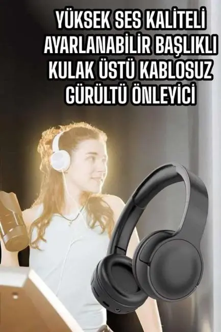Kulak Üstü Kablosuz Bluetooth Kulaklık Gürültü Önleyici Uzun Şarj Süreli