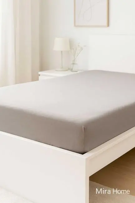 Çift Kişilik Düz Penye %100 Pamuklu Lastikli Çarşaf 160X200 Newsheet Gri