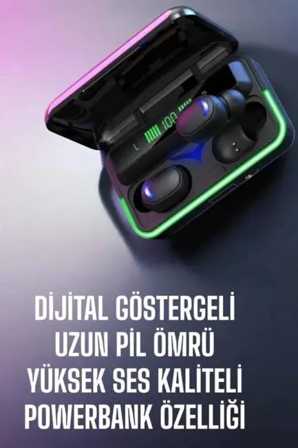 Powerbank Özellikli Kablosuz Bluetooth Kulaklık RGB Işıklı
