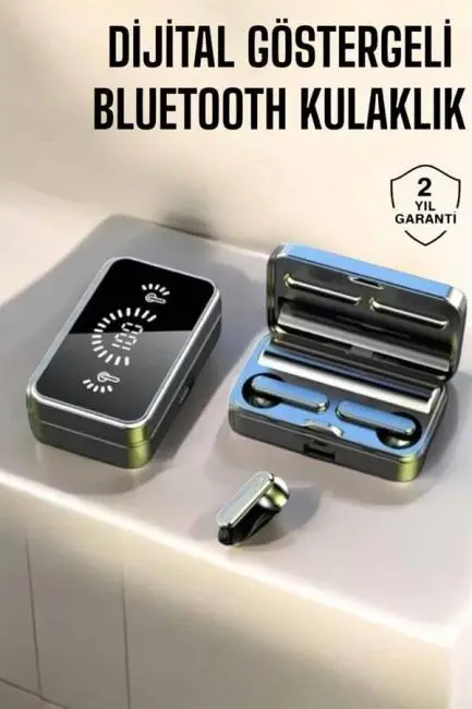 Aynalı Bluetooth Kulaklık Telefon Standlı Dijital Göstergeli