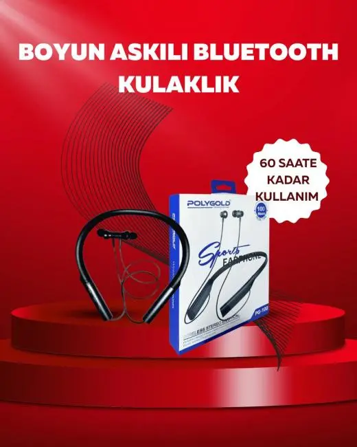 Polygold PG-100 Bluetooth 5.0 Boyun Bantlı Kulaklık – 50 Saat Konuşma Süresi Type-C Şarj