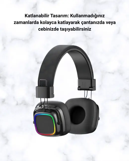 RGB Işıklı Katlanabilir Bluetooth 5.3 Kulak Üstü Kulaklık