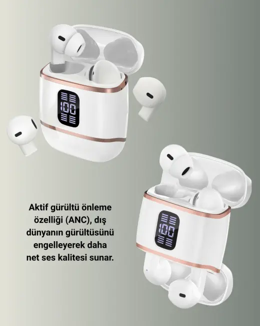 Dijital Göstergeli Bluetooth Kulakiçi Kulaklık – 4’lü Paket Gürültü Engellemeli