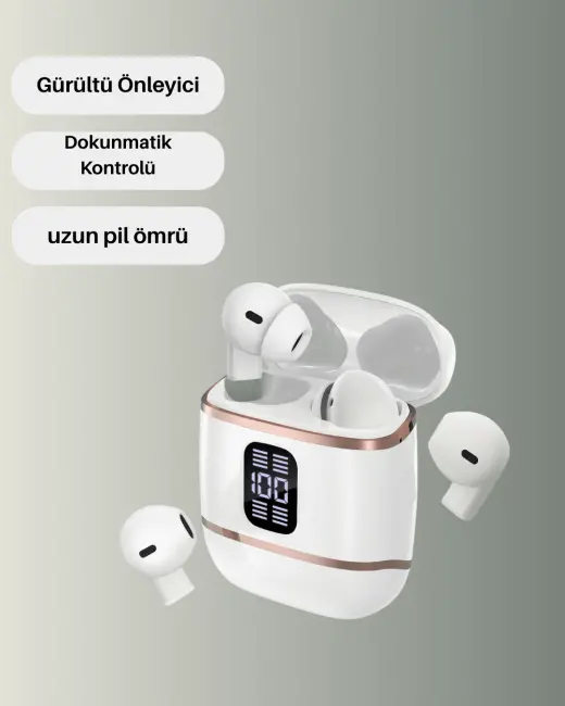 Dijital Göstergeli Bluetooth Kulakiçi Kulaklık – 4’lü Paket Gürültü Engellemeli