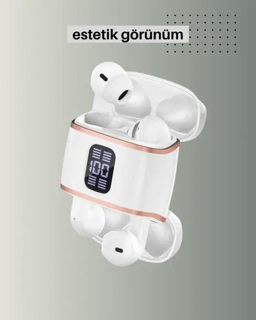 Çift Kulaklıklı Bluetooth Kulaklık – 4 Adet ANC-ENC Şarj Kutulu Dijital Göstergeli