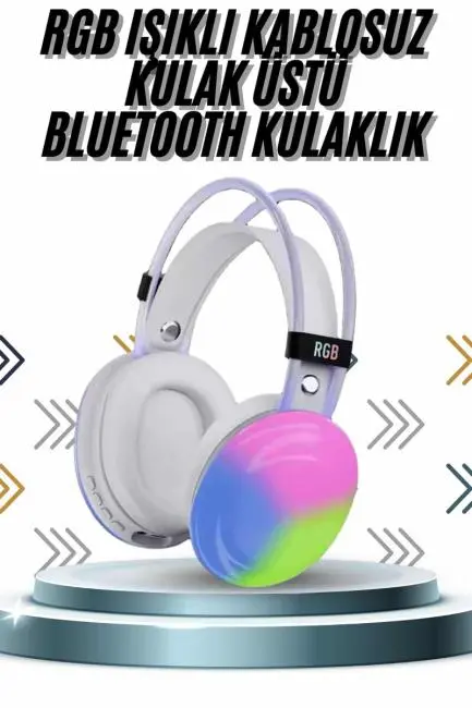 Kablosuz Bluetooth Kulaklık RGB Işıklı Kulak Üstü 5.3 Bluetooth Bağlantılı