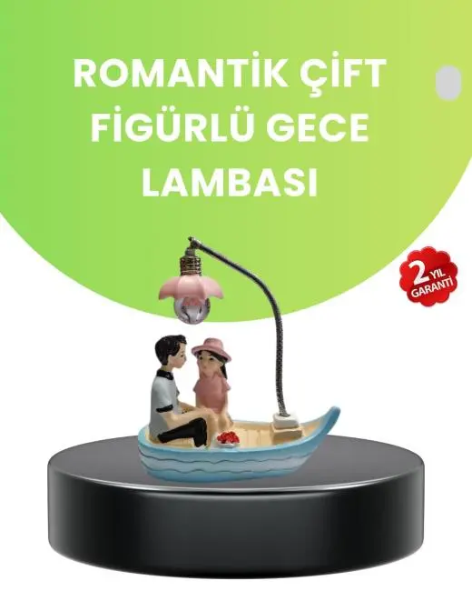 Oturan Çift Figürlü LED Masa Lambası Romantik Hediye