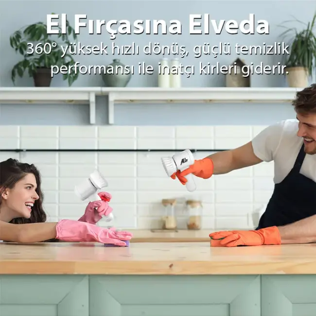 ALLY Magic Brush 5in1 Fırça Başlıklı Şarjlı Temizleme Fırçası Banyo/Fayans/Zemin Temizleyici-(5775)