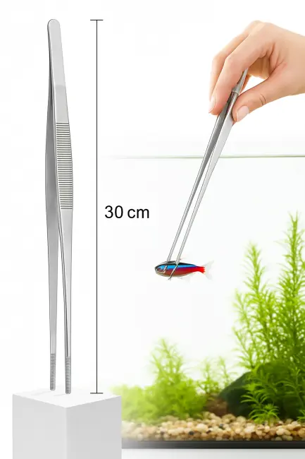 Uzun 30 Cm Çelik Cımbız - Akvaryum Maşası