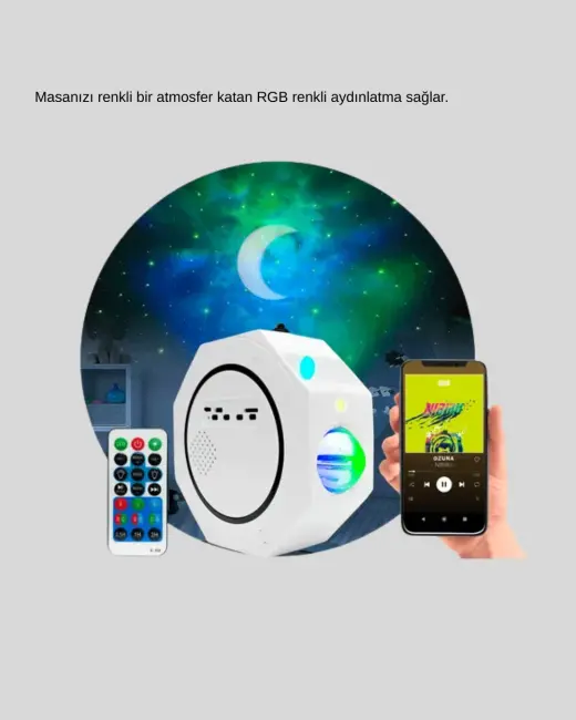 360° Döndürülebilir Yıldızlı Gökyüzü Projeksiyon Gece Lambası
