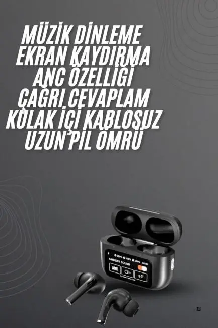 Kulak İçi Bluetooth Kulaklık Ekranlı Müzik Dinleme Çağrı Cevaplama Siyah