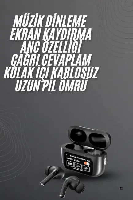 Kulak İçi Bluetooth Kulaklık Ekranlı Müzik Dinleme Çağrı Cevaplama Siyah