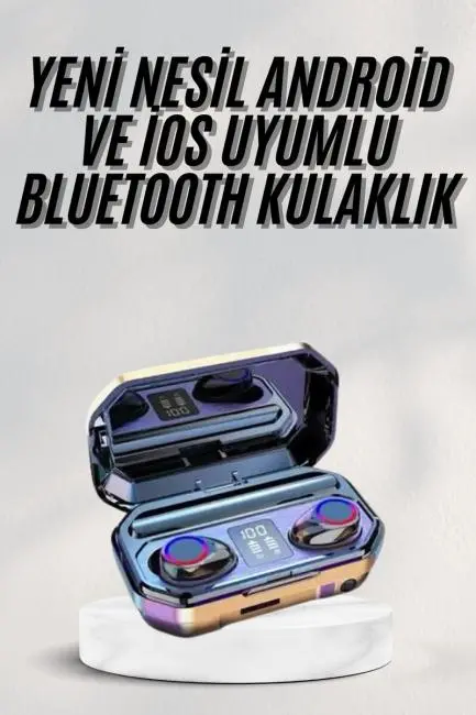 Yeni Nesil Bluetooth Kulaklık Uzun Pil Ömrü El Fenerli Dijital Şarj Göstergeli