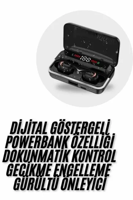 Bluetooth Kulaklık Dijital Şarj Göstergeli Powerbankli Bass Özellikli Kablosuz Kulakiçi 5.1 Mikrofonlu