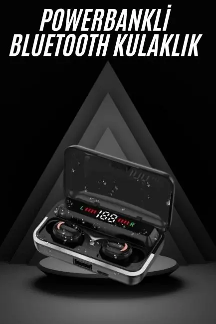 Bluetooth Kulaklık Dijital Şarj Göstergeli Powerbankli Bass Özellikli Kablosuz Kulakiçi 5.1 Mikrofonlu
