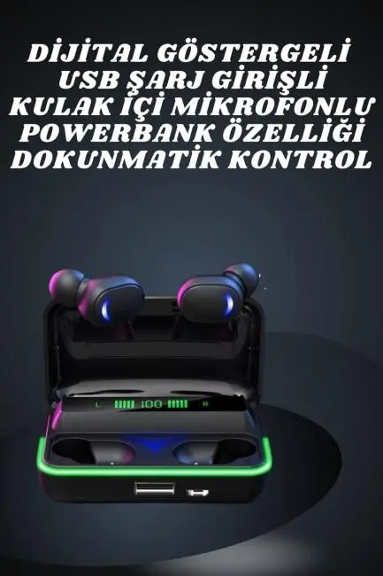 İkili Bluetooth Kulaklık Dijital Göstergeli Uzun Pil Ömrü Yüksek Ses Kaliteli