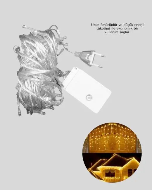 4 Metre Icicle Şelale Led Yılbaşı Perde Işık Sıcak Ambiyans