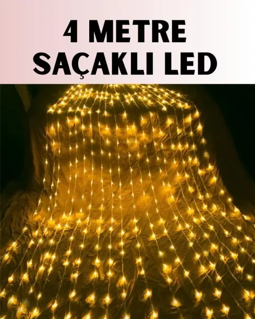 4 Metre Icicle Şelale Led Yılbaşı Perde Işık Sıcak Ambiyans
