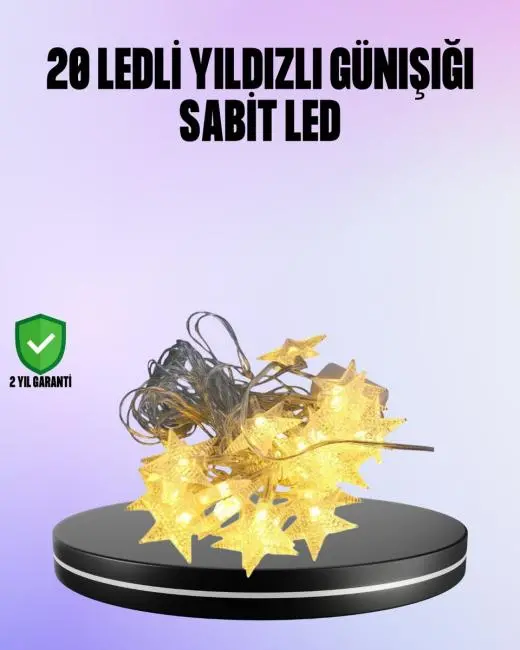 5 Metre Yıldız Şeklinde Led Şerit Işık Sabit Beyaz Aydınlatma