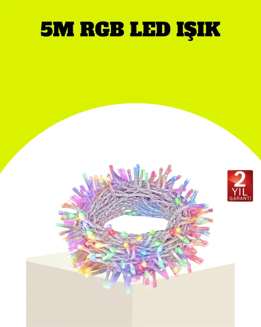 Enerji Tasarruflu Şeffaf Kablo 5 m 50 LED Dekor Işık