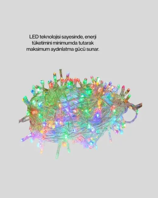 Enerji Tasarruflu Şeffaf Kablo 5 m 50 LED Dekor Işık