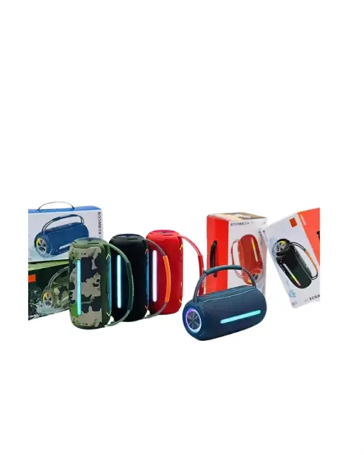 360 RGB LED'li Taşınabilir Bluetooth Hoparlör – Kırmızı USB/TF Destekli