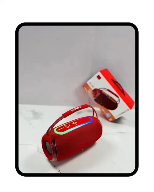 360 RGB LED'li Taşınabilir Bluetooth Hoparlör – Kırmızı USB/TF Destekli